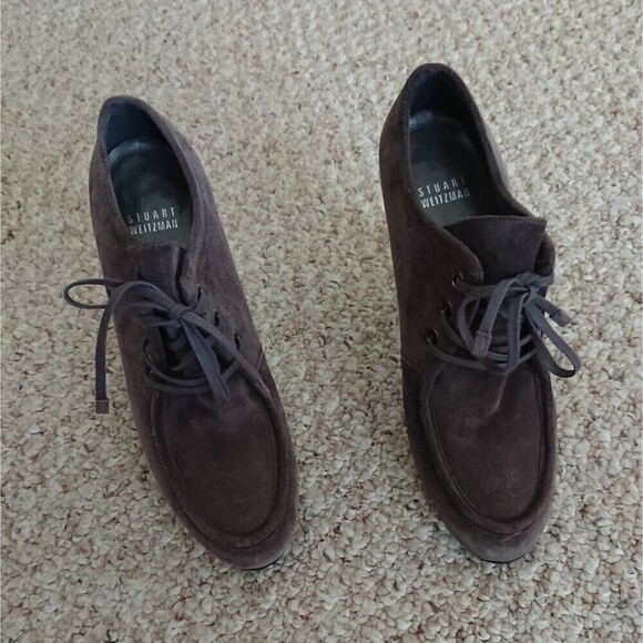 Stuart Weitzman gray lace up oxfords ankle bootie size 7M - Picture 3 of 12